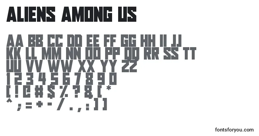 Schriftart Aliens Among Us (119133) – Alphabet, Zahlen, spezielle Symbole