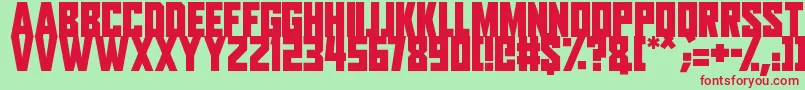 Czcionka Aliens Among Us – czerwone czcionki na zielonym tle