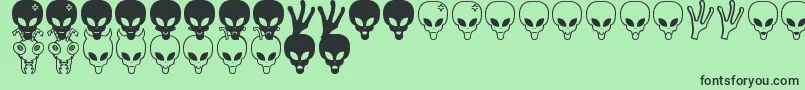 Aliens bats St Font – Black Fonts on Green Background
