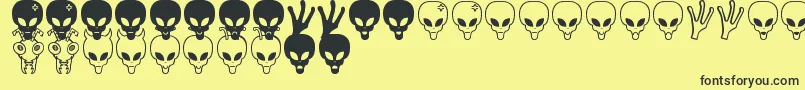 Aliens bats St Font – Black Fonts on Yellow Background