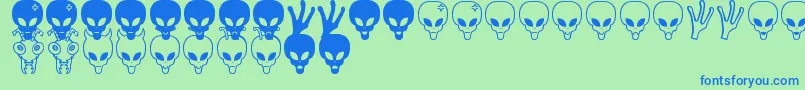 Aliens bats St Font – Blue Fonts on Green Background