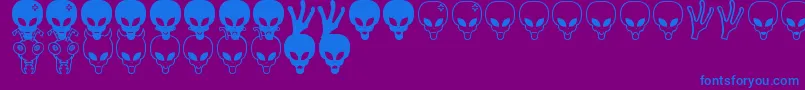 Aliens bats St-Schriftart – Blaue Schriften auf violettem Hintergrund