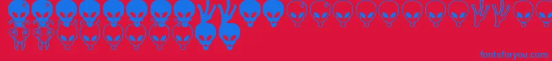 Aliens bats St Font – Blue Fonts on Red Background