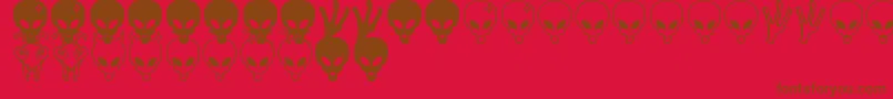 Aliens bats St-Schriftart – Braune Schriften auf rotem Hintergrund