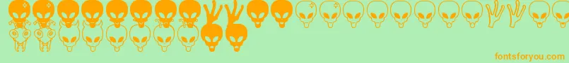 Aliens bats St Font – Orange Fonts on Green Background