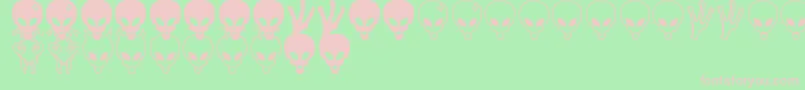 Aliens bats St Font – Pink Fonts on Green Background