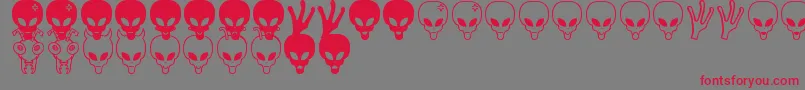 Aliens bats St Font – Red Fonts on Gray Background