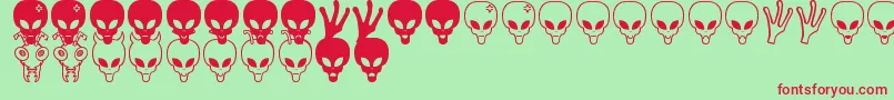 Aliens bats St Font – Red Fonts on Green Background