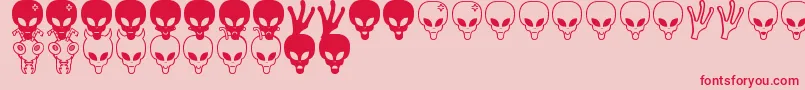 Aliens bats St Font – Red Fonts on Pink Background