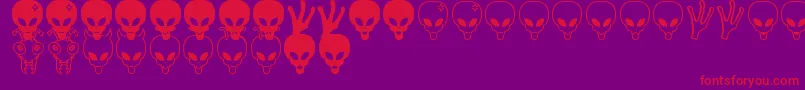 Aliens bats St-Schriftart – Rote Schriften auf violettem Hintergrund