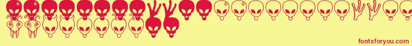 Aliens bats St Font – Red Fonts on Yellow Background