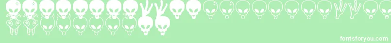 Aliens bats St Font – White Fonts on Green Background