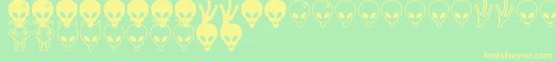 Aliens bats St Font – Yellow Fonts on Green Background