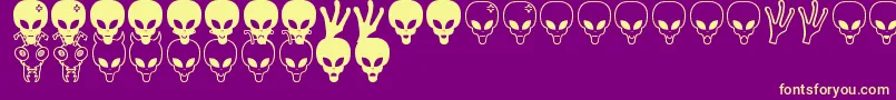 Police Aliens bats St – polices jaunes sur fond violet