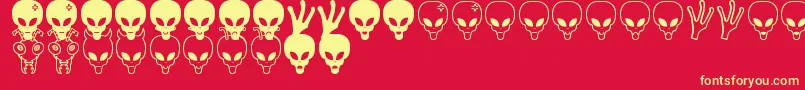 Police Aliens bats St – polices jaunes sur fond rouge