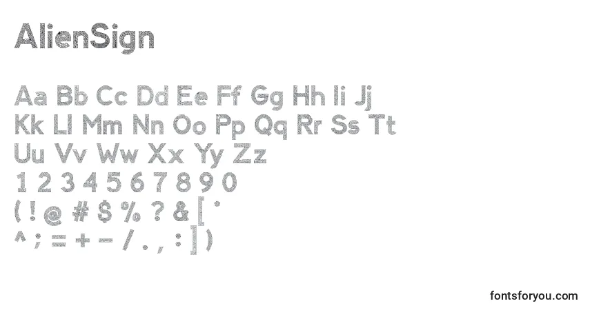 Шрифт AlienSign – алфавит, цифры, специальные символы