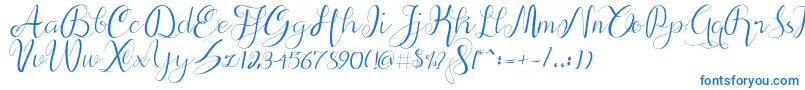 alif script-Schriftart – Blaue Schriften auf weißem Hintergrund