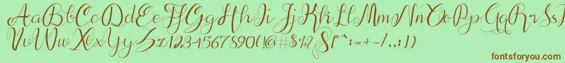 alif script Font – Brown Fonts on Green Background