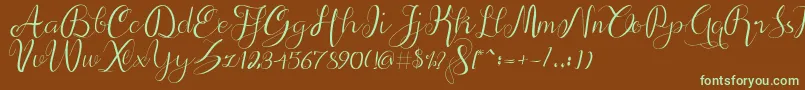 Fonte alif script – fontes verdes em um fundo marrom