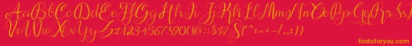 alif script-Schriftart – Orangefarbene Schriften auf rotem Hintergrund