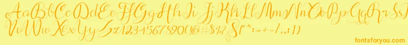 alif script Font – Orange Fonts on Yellow Background