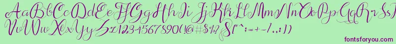 alif script Font – Purple Fonts on Green Background