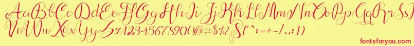 alif script-Schriftart – Rote Schriften auf gelbem Hintergrund