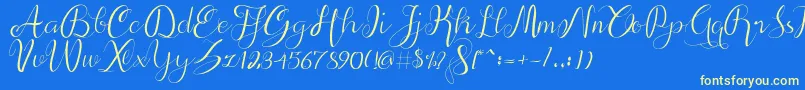 alif script Font – Yellow Fonts on Blue Background