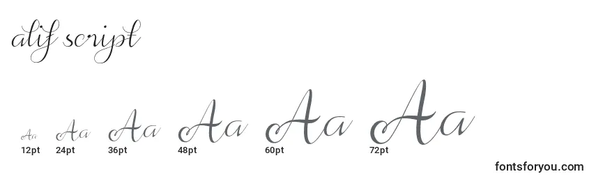 Размеры шрифта Alif script