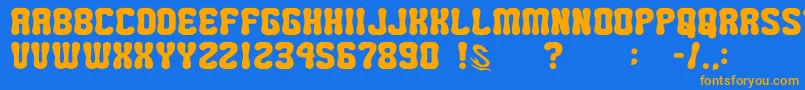 GomariceMiniPop Font – Orange Fonts on Blue Background
