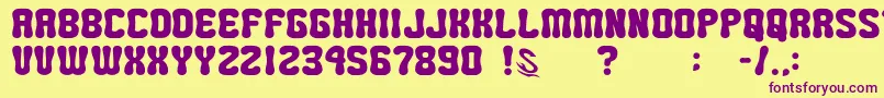 GomariceMiniPop Font – Purple Fonts on Yellow Background