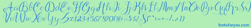 Fonte alif script – fontes azuis em um fundo verde
