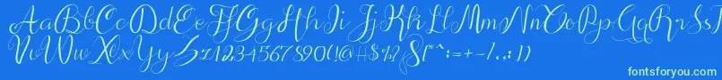 alif script Font – Green Fonts on Blue Background