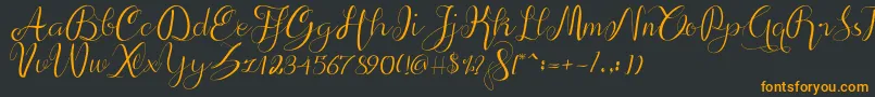 alif script Font – Orange Fonts on Black Background