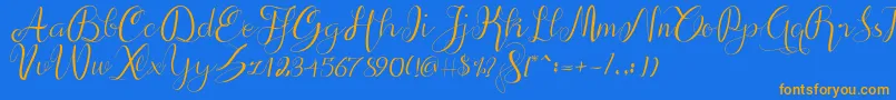 alif script Font – Orange Fonts on Blue Background