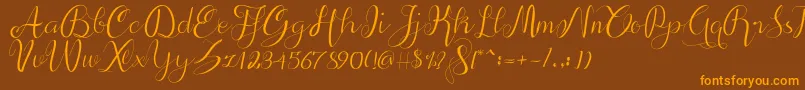 alif script Font – Orange Fonts on Brown Background