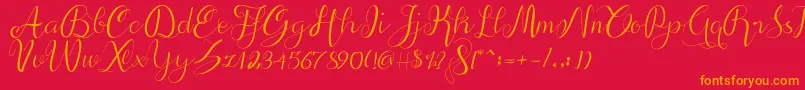 alif script Font – Orange Fonts on Red Background