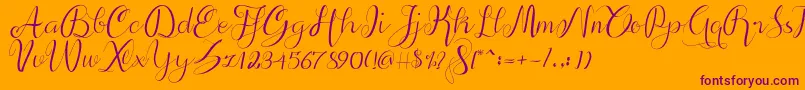 alif script Font – Purple Fonts on Orange Background