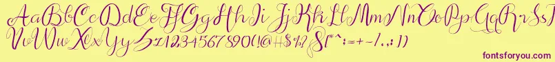 alif script Font – Purple Fonts on Yellow Background