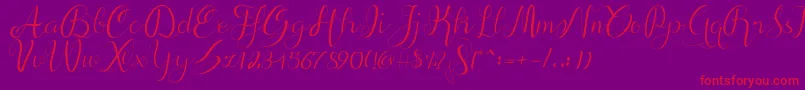 alif script Font – Red Fonts on Purple Background