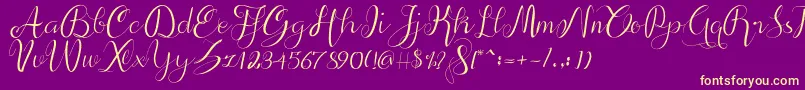 Fonte alif script – fontes amarelas em um fundo roxo