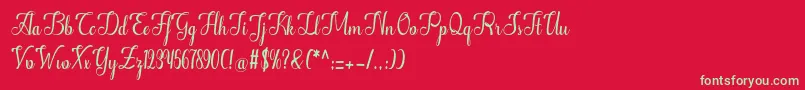 フォントAlifa – 赤い背景に緑の文字