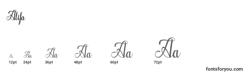 Размеры шрифта Alifa