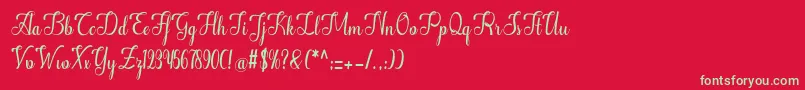フォントAlifa – 赤い背景に緑の文字