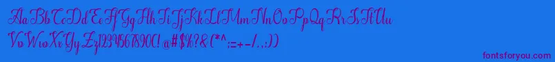 Alifa-Schriftart – Violette Schriften auf blauem Hintergrund