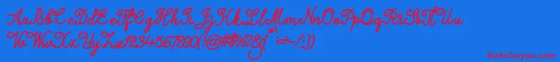 Czcionka Alifia – czerwone czcionki na niebieskim tle
