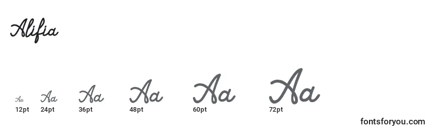 Размеры шрифта Alifia