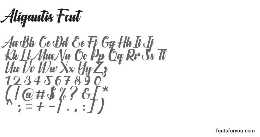 Schriftart Aligantis Font – Alphabet, Zahlen, spezielle Symbole