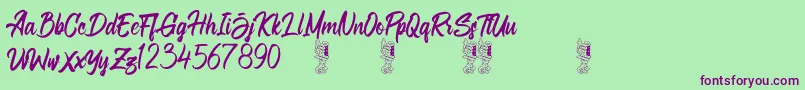 Aligore Regular Font – Purple Fonts on Green Background