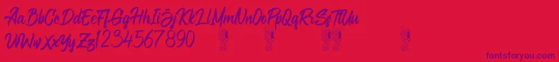 Czcionka Aligore Regular – fioletowe czcionki na czerwonym tle